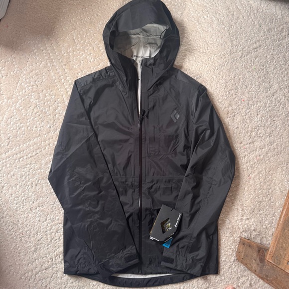 Black Diamond Other - Black Diamond Treeline Rain Shell Jacket Mens S Black BD.Dry Waterproof 10K NWT
